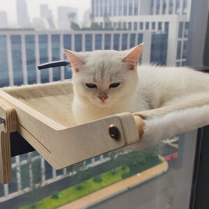 Hamaca de madera portátil para gato